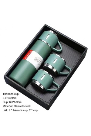Edelstahl-Thermoskanne, auslaufsicher, grün, 3 Glas-Thermoskannen-Set, 12 Stunden heiß-kalt, 500 ml, Spezialbox wm5474 - 5