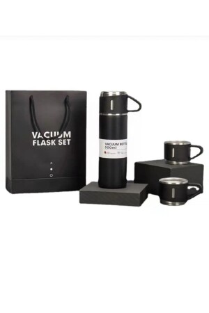 Edelstahl-Thermoskanne, schwarze Farbe, 3 Glas-Thermos-Set, Vakuum-Thermos-Set mit Tasche, Geschenk 68768 - 5