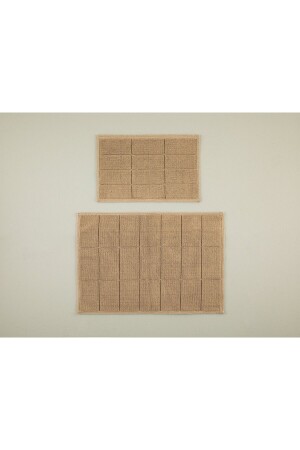 Edles Diamant-Baumwollschlaufen-Badematten-Set, 60 x 90 + 40 x 60 cm, Beige - 2