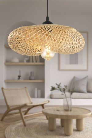 Edna Einzel-Rattan-Wohnzimmer-Kronleuchter im modernen Design 21028-1 - 2