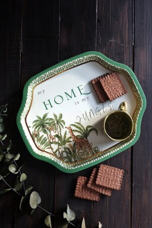 Ee166-8ı Forrest Green Home Gemustertes Tablett in Sonderform 28 x 33 cm TYC00629894400 - 2