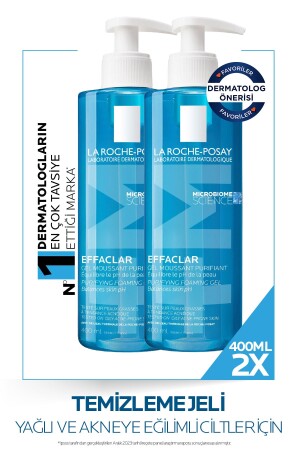 Effaclar Jel Yağlı, Akne -Sivilceye Eğilimli Ciltler için Yüz Temizleme Jeli 400mlx2 8681689314972 - 1