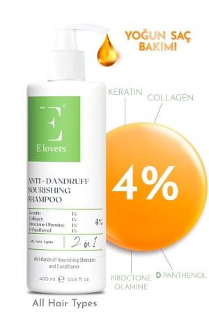 Effektives Anti-Schuppen-Nährshampoo (COLLAGEN KERATIN) und Haarpflege-Conditioner für alle Haare, 400 ml - 4