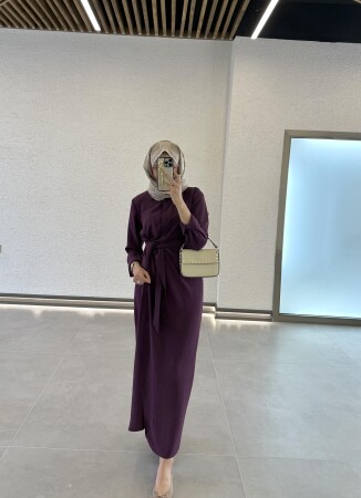 Efil Bağlamalı Elbise - Mürdüm - Duendeca