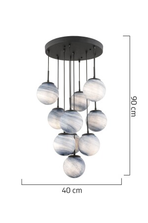 EFSER 10-TEILIGER RUNDER KRONLEUCHTER Moderner Wohnzimmer-Hängelampen-Kronleuchter - 6