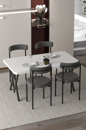 Ege 4 Kişilik Mutfak Masa Takımı -Antrasit Kumaş 70x110 WYemek Masası - Cosargroup