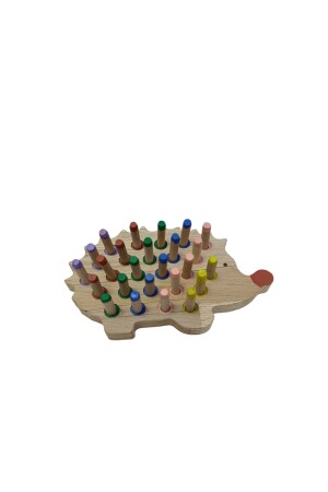 Eğitici Ahşap Oyuncak Kirpi Zihin Geliştirici Boyalı Renk Çeşitli Bul Tak Hayvan Figürü Oyuncak - 3
