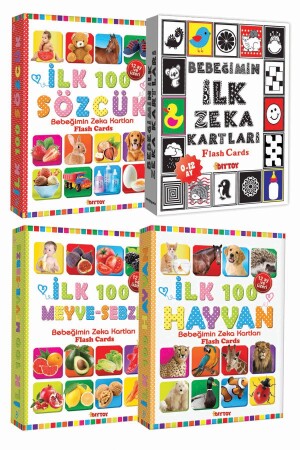 Eğitim Seti 100 Sözcük - Ilk 100 Hayvan - Ilk 100 Sebze Meyve - Bebeğimin Ilk Zeka Kartları DTİ1S4S - Diytoy