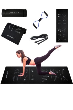 Egzersiz Figürlü Pilates Seti 180x60CM 10MM 1 Ad. Direnç Lastiği 1 Ad. Atlama İpi - 1