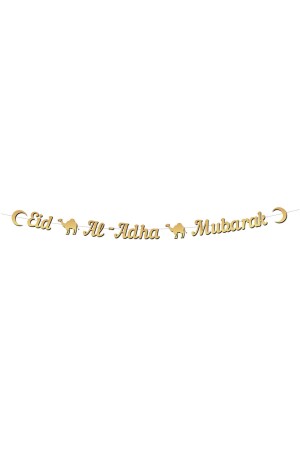 Eid Al - Adha Mubarak Banner mit schriftlicher Kalligraphie in Goldfarbe, 230 x 20 cm, Eid al-Adha-Hängeornament - 4