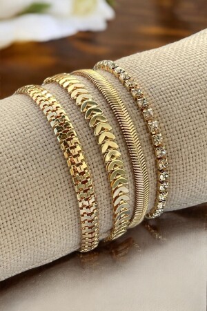 Eid Special 4-teiliges goldfarbenes Damen-Armband-Set - 1