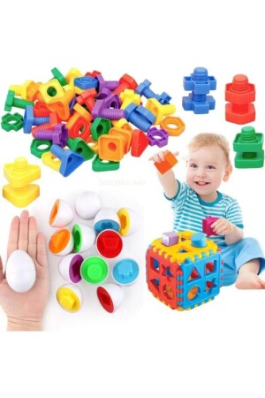 Eier-Suchspiel + Geometrisches Schrauben- und Mutterndrehen + Suchen-und-Setzen-Puzzle Pädagogische Intelligenz Entwicklung des Eier-Sets zum Finden und Finden - OyuncakZade