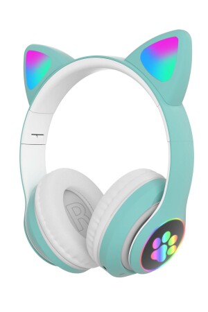 Ein hochwertiges, detailliertes Bluetooth-Gaming-Headset mit Katzenohren, kabellos, bunt beleuchtet, RGB, für Kinder, Karler28 - 1