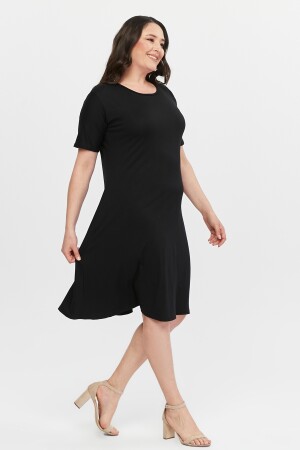 Einfarbiges Basic-Kurzarmkleid aus Viskose - 4