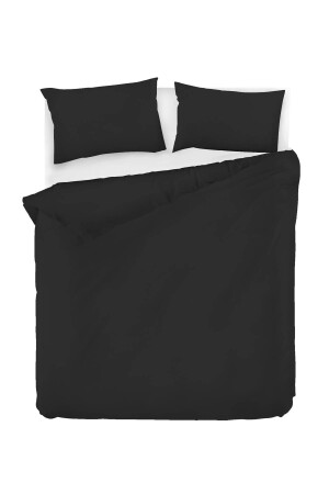 Einfarbiges Bettbezug-Set aus 100 % natürlicher Baumwolle, Doppelbett, FreshColor Schwarz, Ep-022787-v - 6