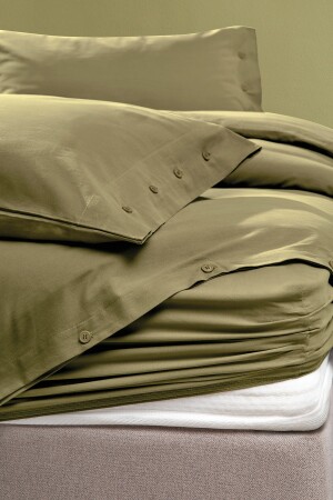 Einfarbiges, waschbares Ranforce-Bettbezug-Set für King-Size-Betten – Grün YTSGRPIST-1544551 - 3