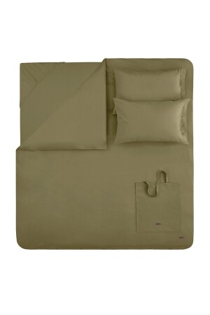 Einfarbiges, waschbares Ranforce-Bettbezug-Set für King-Size-Betten – Grün YTSGRPIST-1544551 - 4