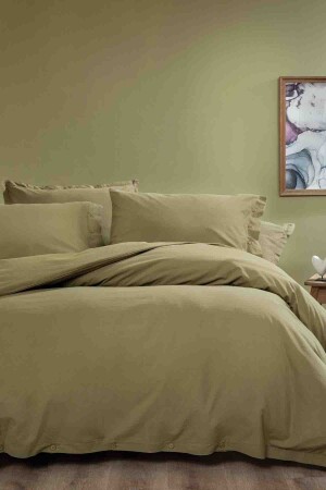 Einfarbiges, waschbares Ranforce-Bettbezug-Set für King-Size-Betten – Grün YTSGRPIST-1544551 - 1