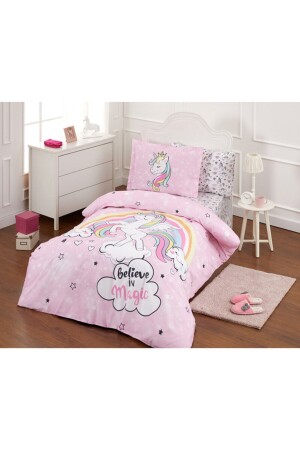 Einhorn-Einzelbettbezug-Set mit elastischen Laken cndnunicorn - 1