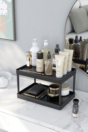 Einlagiger Mehrzweck-Make-up- und Kosmetik-Organizer, Organizer-Regal, schwarzes Kosmetikregal, einlagig - 2