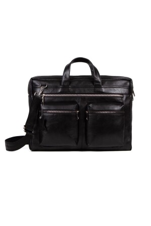 eins. Grade Echtleder, große Aktentasche, Laptoptasche, Schwarz (Breite: 38 cm, Länge: 26 cm) - 1