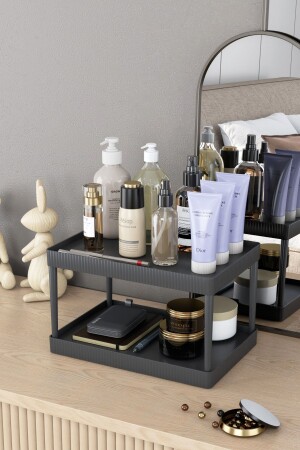 Einstöckiger Make-up-Kosmetikpinselhalter, Badezimmer, Küche und Zuhause, Organizer, Mehrzweck-Organizer, Regal, Anthrazit, Drahtschichtregal, Anthrazit - 2