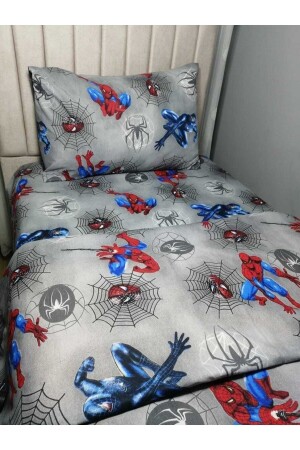 Einzel-Spiderman-Kinderbettbezug-Set, Grau (1 Bettbezug, 1 Kissenbezug), CE-ORMCNEVSTg - 1