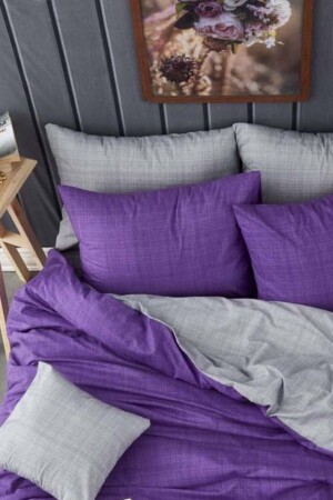 Einzel- und doppelseitiges Bettbezug-Set aus 100 % Baumwolle in den Farben - 1