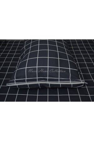 Einzelbett (mittlere Größe), anthrazitfarbenes, kariertes elastisches Laken-Bettbezug-Set, 120 x 200 x 25 cm (versteckter Reißverschluss), K-0120 - 4