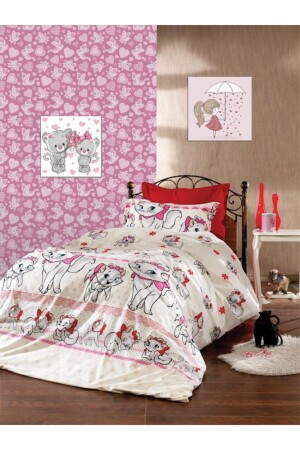 Einzelbettbezug-Set mit Katzenmuster (elastisches Laken) CAT-DUVET COVER - 1