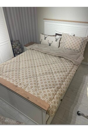 Einzelne doppelseitige Welsoft Quilt Beige Kette - 4