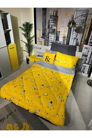 Einzelne doppelseitige Welsoft Quilt Space Yellow - 5