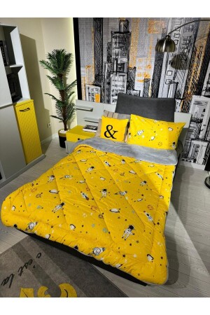 Einzelne doppelseitige Welsoft Quilt Space Yellow - 6