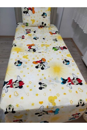 Einzelner gelber Mickey-Mouse-Bettbezug und Bettlaken-Set TYC00179881608 - 5