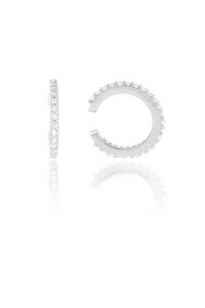 Einzelner Knorpelohrring aus Rhodium und Zirkonstein aus Silber - 5