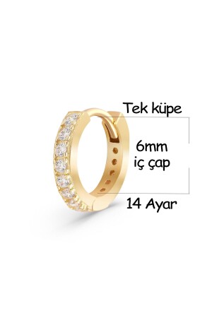 Einzelner Ohrring (kein Paar) 14 Karat Gold *Babygröße* Stein Kleiner Creolen-Ohrring 6 mm Huggie Kleiner einzelner Ohrring - 3