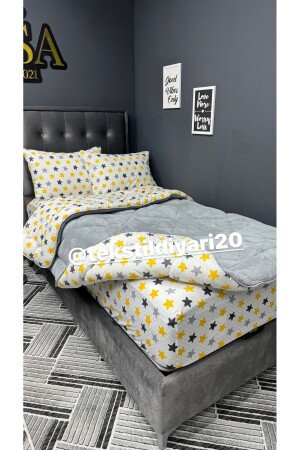 Einzelnes Welsoft Puffy Schlafset (mit elastischen Laken) Yellow Big Star - 10