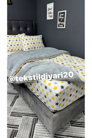 Einzelnes Welsoft Pufidik Schlafset (mit elastischen Laken) Yellow Big Star - 5