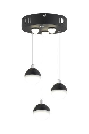 Ekin 3-teilige runde 24 Watt schwarze LED-Schmetterlings-detaillierte moderne Korridor-, Schlafzimmer- und Wohnzimmer-Hängelampe mit LED 4081-03Y-BL - 4