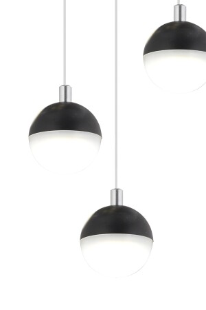 Ekin 3-teilige runde 24 Watt schwarze LED-Schmetterlings-detaillierte moderne Korridor-, Schlafzimmer- und Wohnzimmer-Hängelampe mit LED 4081-03Y-BL - 6