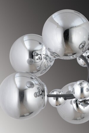 Ekin 8 Li Chrome Modern Smoked Globe Glass Pendelleuchte Kronleuchter EKİN 8 L - 3