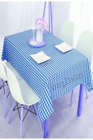 Ekose Desen Koyu Mavi Masa Örtüsü Seçenekleri ( En X Boy ) - Perlina Home
