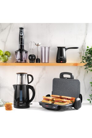 EkoSet Elektronik Çeyiz Seti (4'lü Set: Çay Makinesi, Tost Makinesi, Blender Set, Elektrikli Cezve) 2SE186-25020-SIY01 - 2