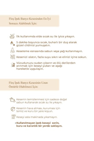 Ekru Banyo Duş Kesesi Peeling Eldiveni %100 Floş Ipek Premium Kadın Ve Erkekler Için - 6