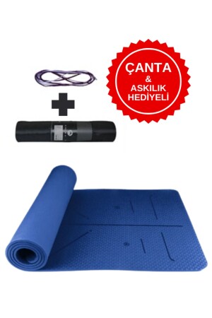 Ekstra Konforlu Yoga Matı - 8mm Kalınlık- Ekolojik Tpe Pilates Egzersiz Minderi Koyu Lacivert - 1