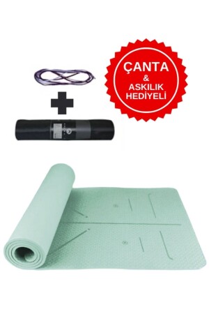 Ekstra Konforlu Yoga Matı - 8mm Kalınlık- Ekolojik Tpe Pilates Egzersiz Minderi Su Yeşili - 1