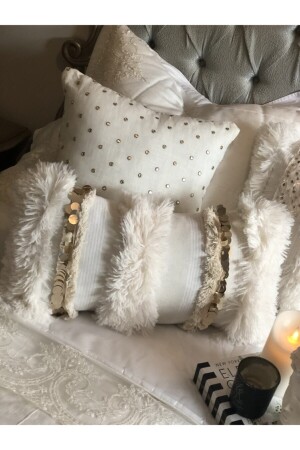 El Dokuması Bohem Morocco Püsküllü Pullu Kırlent Kılıfı - Sevaradekor