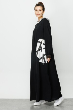 El İşi Garni Detaylı Zor Kırışan Nefes Alan Özel Dokuma Tam Boy Zamansız Spor Kap-Siyah - Micca