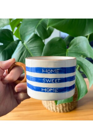 El Yapımı Home Sweet Home Seramik Kahve Fincanı BV150 - 3