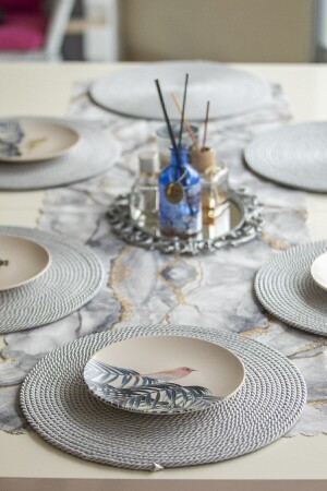 El Yapımı Leke Tutmaz Amerikan Servis-supla Gri Renk 6 Adet - Trendev